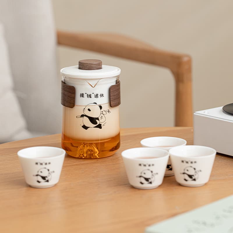 【Travel Tea Set】Panda White porcelain Quick Cup