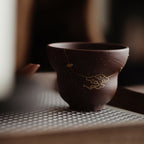 【Tea cup】Purple Clay Five Blessings Cup with Metal Inlays