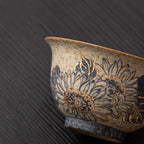 【Teapot】Hand-painted sunflower Covered Tea Bowl