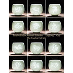 【Tea cup】Twelve Zodiac Animals Celadon “Linglong” Cup