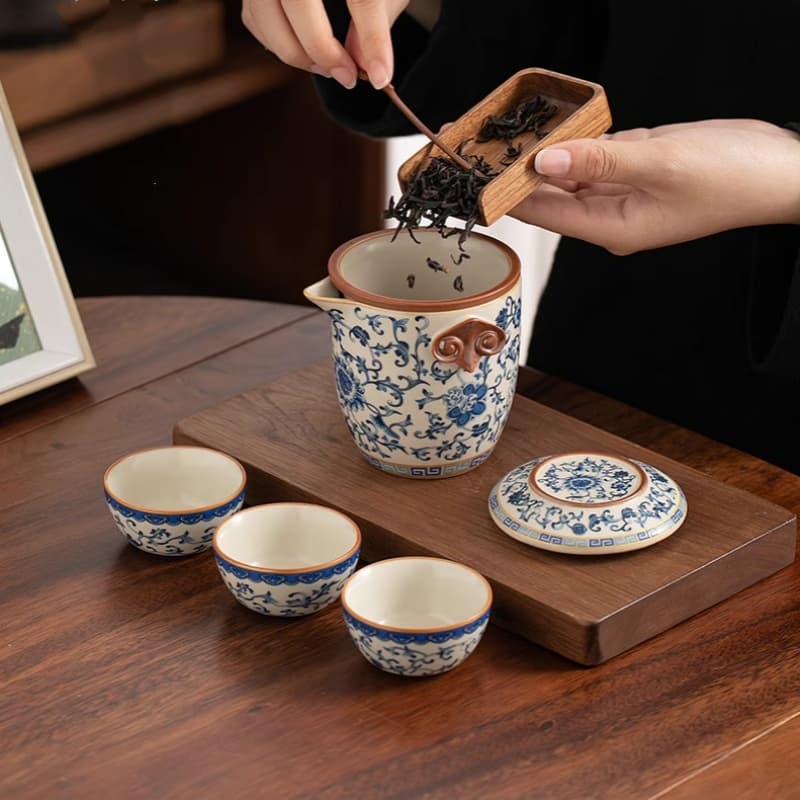 【Travel Tea Set】Blue and White portable Porcelain
