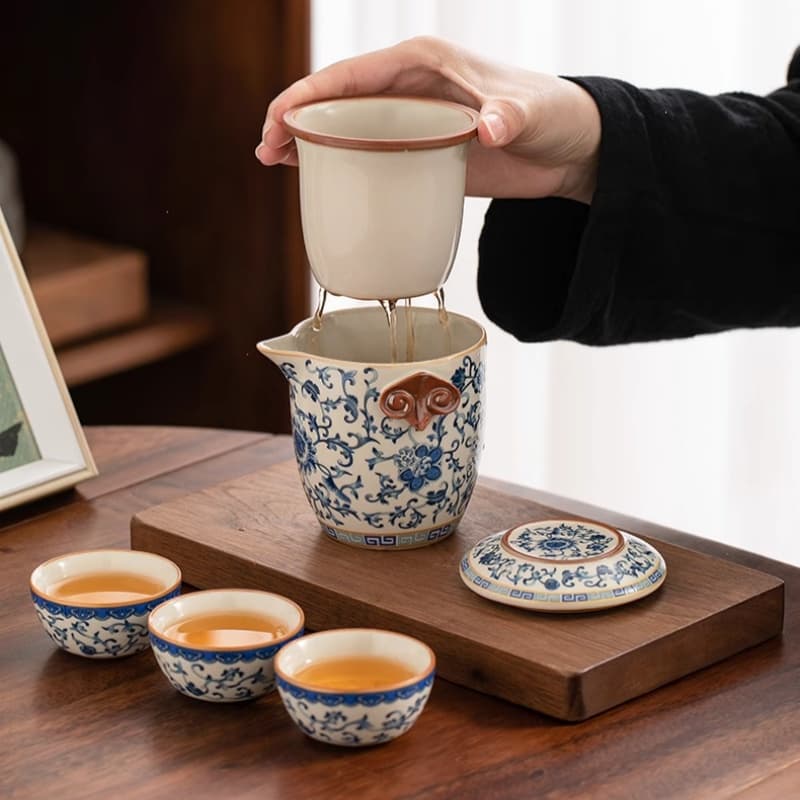 【Travel Tea Set】Blue and White portable Porcelain