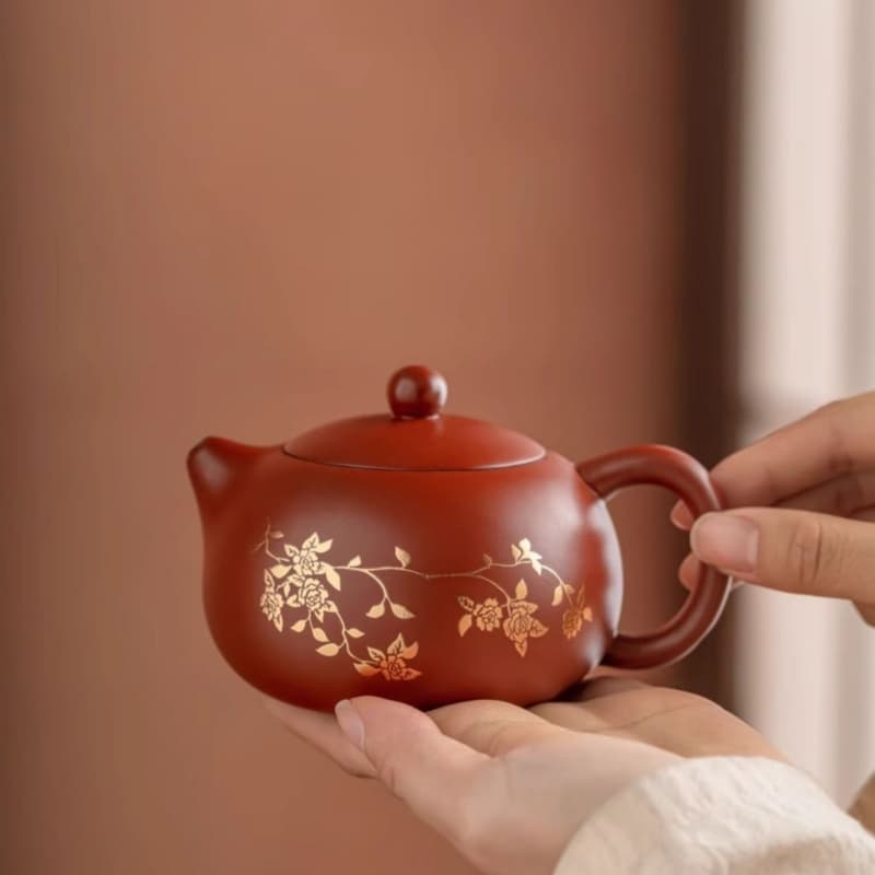 【Teapot Gift Box】Purple Clay Twig Lotus pattern XiShi Teapot set