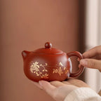 【Teapot Gift Box】Purple Clay Twig Lotus pattern XiShi Teapot set