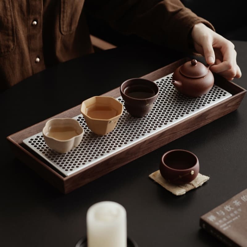 【Tea cup】Purple Clay Five Blessings Cup with Metal Inlays