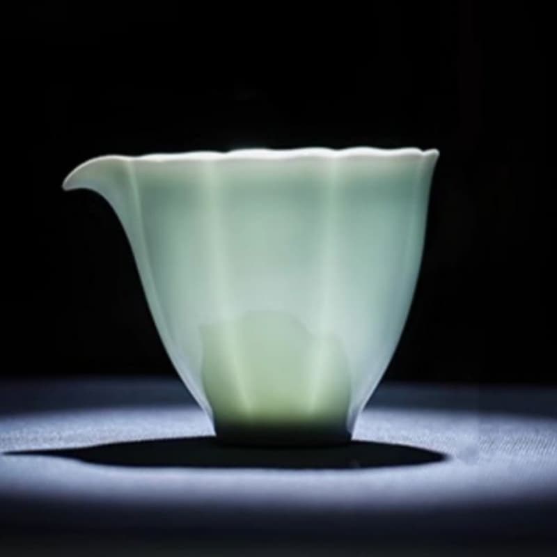 【Tea set】Green Shadow Relief sculpture White Porcelain Tea Set
