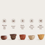 【Tea cup】Purple Clay Five Blessings Cup with Metal Inlays