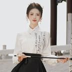 【Han Costume】Calligraphy-themed pleated skirt suit