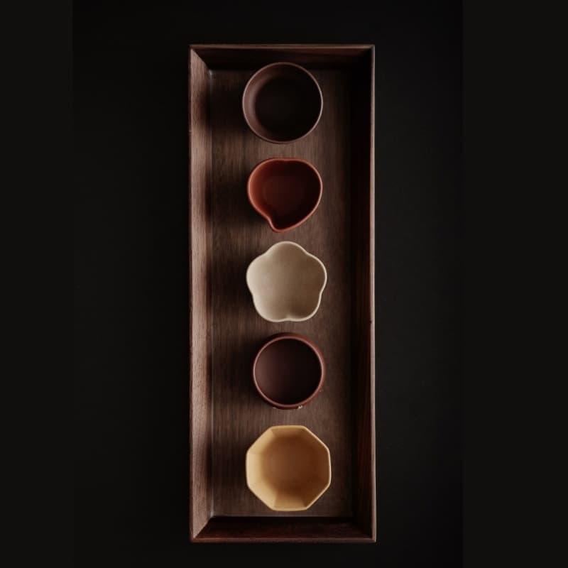【Tea cup】Purple Clay Five Blessings Cup with Metal Inlays