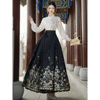 【Han Costume】Calligraphy-themed pleated skirt suit