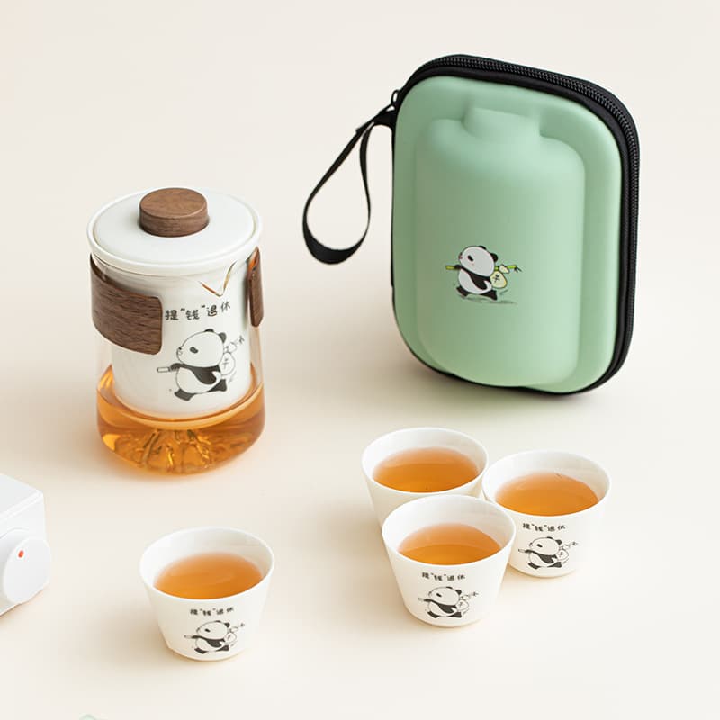 【Travel Tea Set】Panda White porcelain Quick Cup