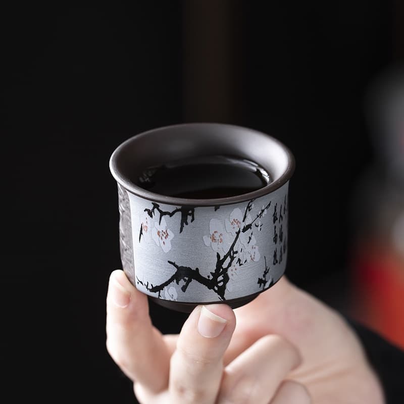 【Tea Set Gift Box】Snow-resistant plum blossoms decoration Purple sand tea set
